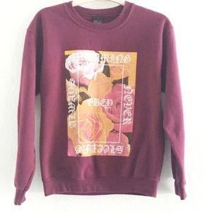 Obey Rose Crewneck Pullover Sweater Maroon S